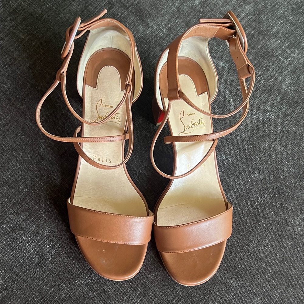 Christian Louboutin Brown Strappy Heels 38.5
